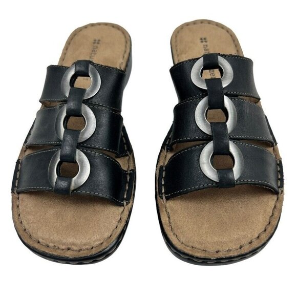 Naturalizer Womens Black Carney Leather Top Slip On Open Toe Sandals Size 6M - Picture 5 of 12